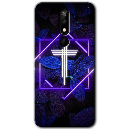 Casper Via P3 Kılıf HD Desen Baskılı Arka Kapak - Dark Neon Yaprak T Harfi