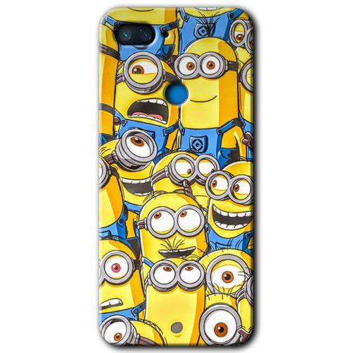 Xiaomi Mi 8 Lite Kılıf HD Desen Baskılı Arka Kapak+Temperli Cam - Minion Ordusu