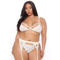 Beyaz Dantelli Büyük Beden Jartiyer Takımı