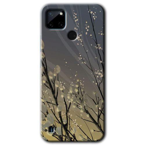 BeRa Aksesuar Realme C21 Kılıf Baskılı Kapak - Branches Flowers +Tam Kaplayan Mat Seramik
