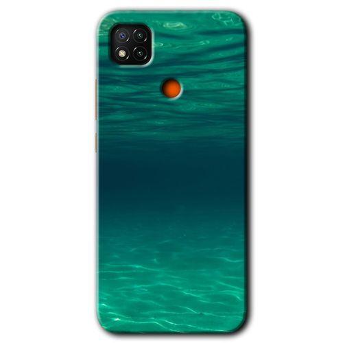 MRCİLETİSİM Xiaomi Redmi 9c Kılıf Baskılı Kapak - Derin Deniz + 5D Tam Kaplayan Cam