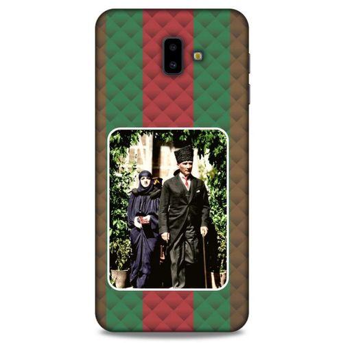 Samsung Galaxy J6 Plus Kılıf Atatürk (22) Tam Koruma Kılıfı Yeşil Kırmızı