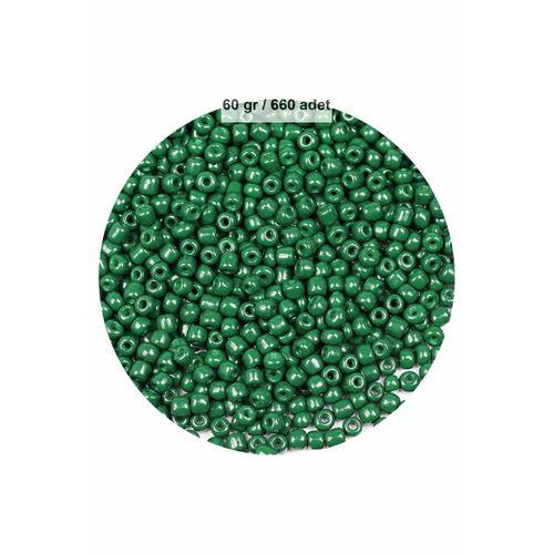Koyu Yeşil Renk 4 mm Yaklaşık 660 adet / 60 gram Cam Boncuk Oya Yazma Bileklik ve Kolye