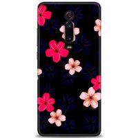 Xiaomi Mi 9T Kılıf HD Baskılı Kılıf - Pembe Mavi Çiçekler + Tam Ekran Koruyucu