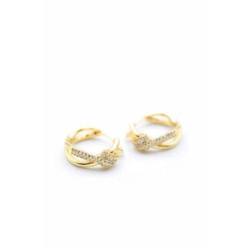 Taşlı Halka Küpe - Altın