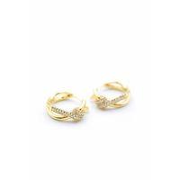 Taşlı Halka Küpe - Altın