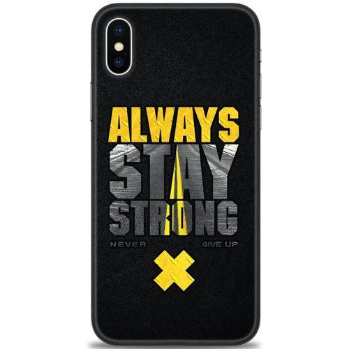 iPhone XS Kılıf HD Baskılı Kılıf - Stay Strong + Tam Ekran Koruyucu