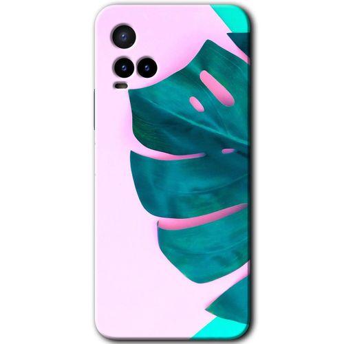 Vivo Y21s Kılıf HD Desen Baskılı Arka Kapak+Temperli Cam - 3D Yaprak