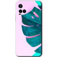 Vivo Y21s Kılıf HD Desen Baskılı Arka Kapak+Temperli Cam - 3D Yaprak