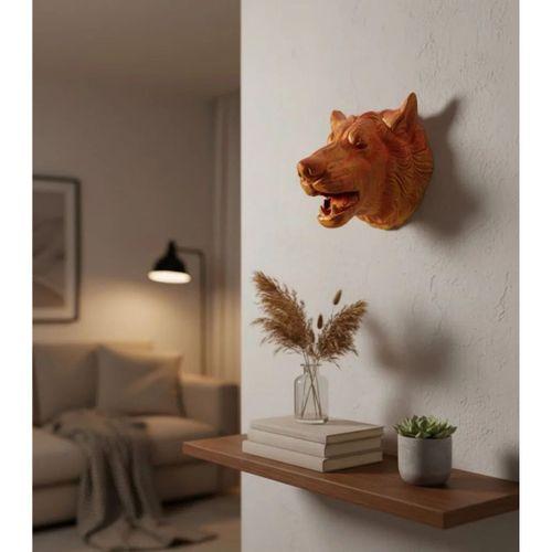 Gold Renk 3d Kurt Başı Duvar Dekoru