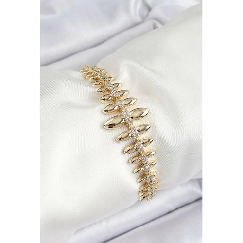 Pirinç Kurşun Model Zirkon Taşlı Gold Renk VİP Seri Kadın Bileklik