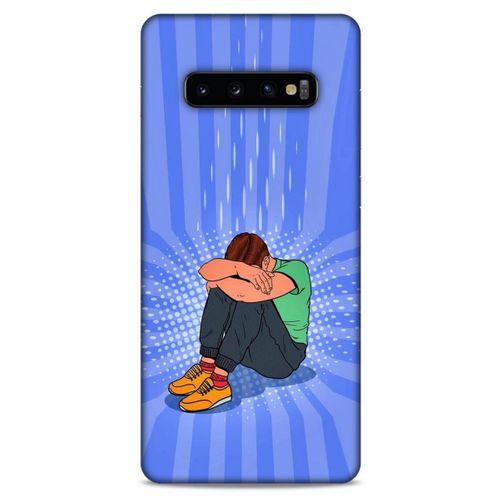 Samsung Galaxy S10 Plus Kılıf Depresyon (32) Soft Silikon Kılıf Turuncu Kahve