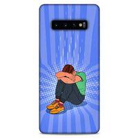 Samsung Galaxy S10 Plus Kılıf Depresyon (32) Soft Silikon Kılıf Turuncu Kahve