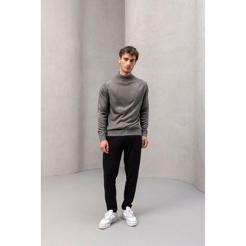 Fincher Yarım Balıkçı Regular Fit Boğazlı Erkek Kazak - Füme