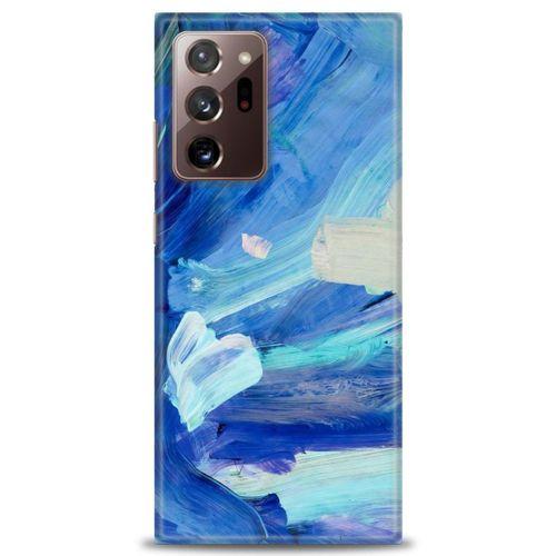 Samsung Galaxy Note 20 Ultra Kılıf HD Baskılı Kılıf - Mavi Beyaz + Tam Ekran Koruyucu