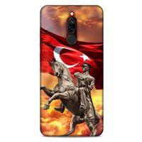 Xiaomi Redmi 8 Kılıf Atatürk (47) Crystal Flex Kılıf Kızıl Bulut