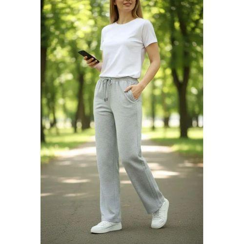 Düz Paça Beli Lastikli İpli Günlük Spor Eşofman Altı Rahat Fit - Gri