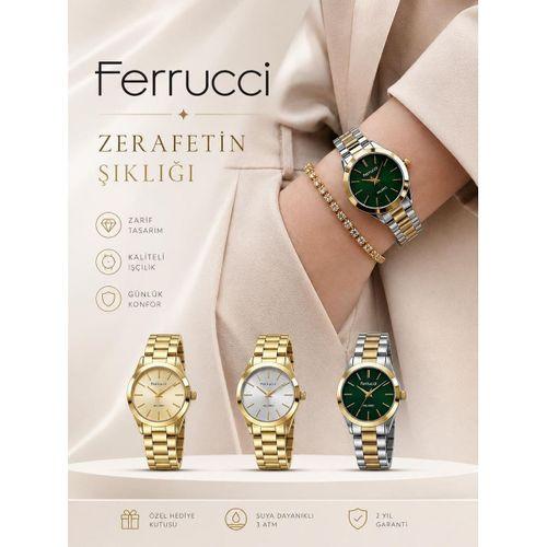 Ferrucci Çelik Kordon 2 Yıl Garantili 30 Mt Suya Dayanıklı Kadın Kol Saati+ BİLEKLİK 1301607.2