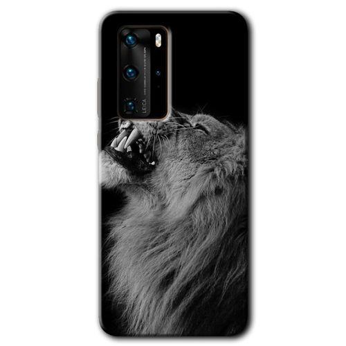 MRCİLETİSİM Huawei P40 Pro Kılıf HD Desen Baskılı Arka Kapak + Temperli Cam - Lion