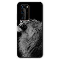 MRCİLETİSİM Huawei P40 Pro Kılıf HD Desen Baskılı Arka Kapak + Temperli Cam - Lion