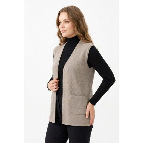 Kadın Anne Triko Yelek Kabartma Desen BGL-ST05300