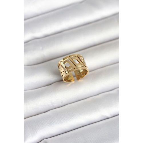 316L Çelik Gold Renk Geometrik Model Kadın Yüzük