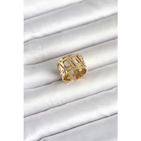 316L Çelik Gold Renk Geometrik Model Kadın Yüzük
