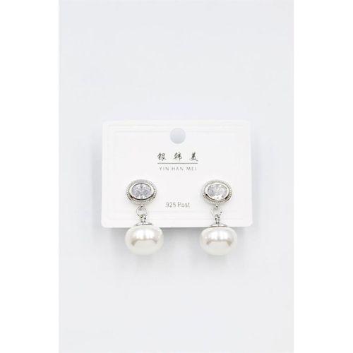 İncili Taşlı Küpe - Gümüş