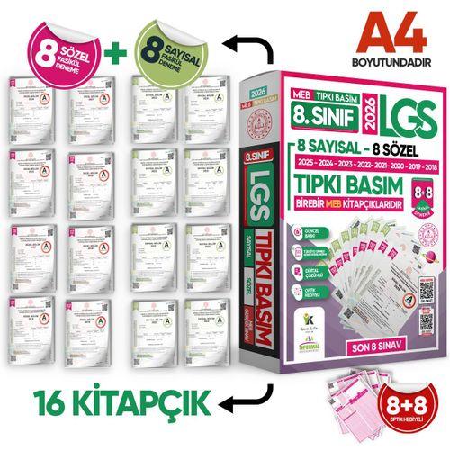 2025 8 Sınıf LGS Tıpkı Basım Çıkmış Soru 8+8 Deneme Paketi (Say+Söz) Türkiye Geneli Dijital Çözümlü