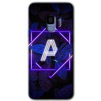 Samsung Galaxy S9 HD Baskılı Kılıf + 9D Tam Ekran Koruyucu - Dark Neon Yaprak A Harfi