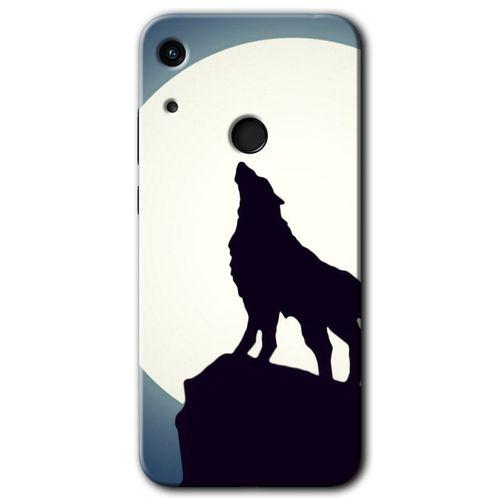 Honor 8A Kılıf HD Desen Baskılı Arka Kapak - Dolunay Bozkurt + Kırılmaz Cam