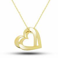 Gümüş Gold Çifte Kalp Aşk Kadın Kolye