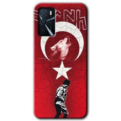 Oppo A16 Kılıf HD Desen Baskılı Arka Kapak + Temperli Cam - Bozkurt Atam