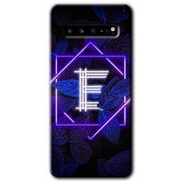 Potkal Hediye Fabrikası Samsung Galaxy S10 Plus Kılıf HD Desen Baskılı Arka Kapak - Dark Neon Yaprak E Harfi