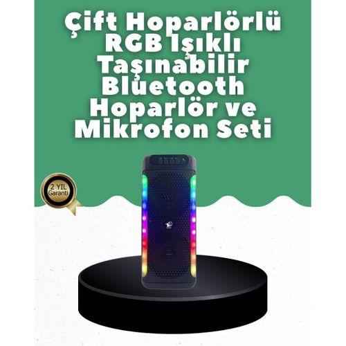 Yüksek Ses Güçlü Kablosuz Hoparlör Karaoke Mikrofonlu