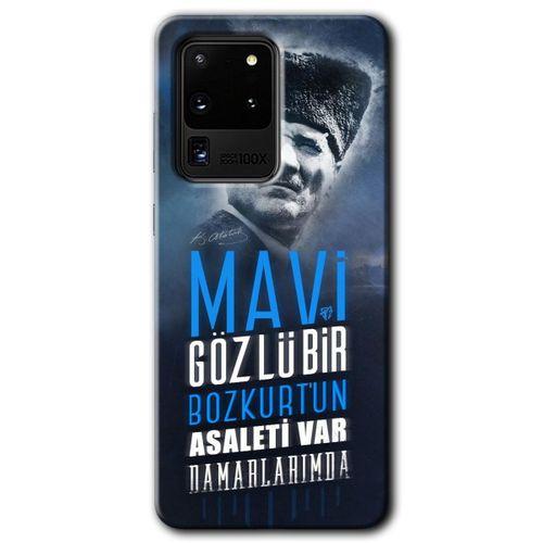 Potkal Hediye Fabrikası Samsung Galaxy S20 Ultra Kılıf HD Desen Baskılı Arka Kapak - Bozkurt Atatürk