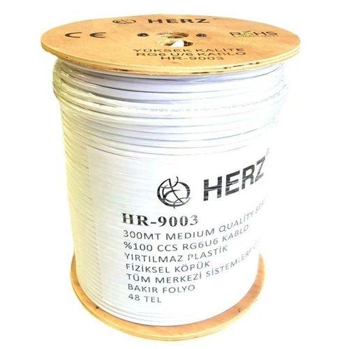 Herz RG6-U6 Uydu Anten Kablosu-300 metre beyaz