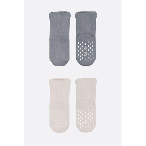 Bi̇style 2'li Havlu Soket Kaymaz Basic Boy 10508 Gri