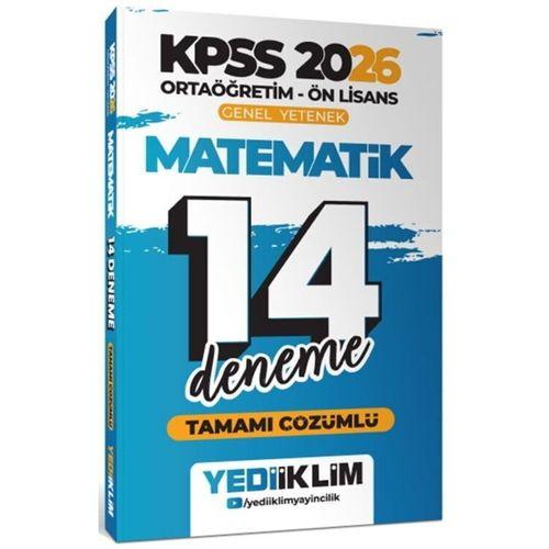 2026 KPSS Ortaöğretim Ön Lisans Genel Yetenek Matematik Tamamı Çözümlü 14 Deneme Yediiklim Yayınları