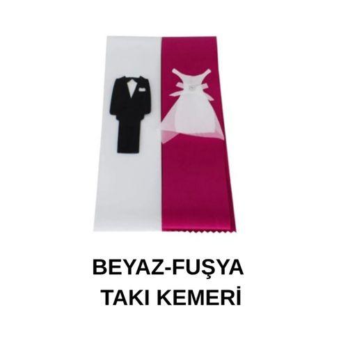 Gelin Damat Takı Merasimi Için Fuşya Beyaz Takı Kurdelesi Takı Kemeri