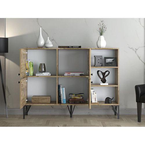 Wood'n Love Zeta 140 Cm Metal Ayaklı Konsol - Atlantik Çam / Siyah