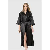 Siyah Uzun Saten Sabahlık