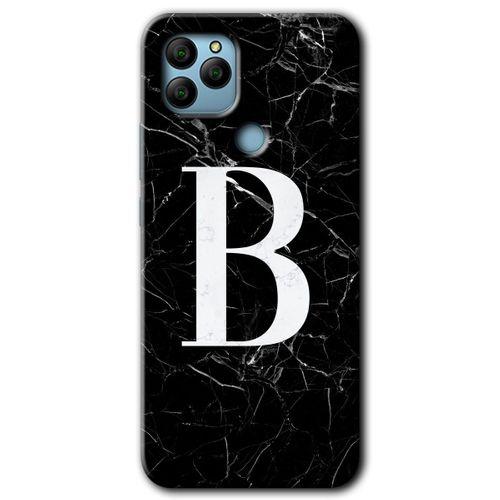 General Mobile GM 22 Kılıf HD Desen Baskılı Arka Kapak - Siyah Mermer Desenli B Harfi