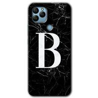 General Mobile GM 22 Kılıf HD Desen Baskılı Arka Kapak - Siyah Mermer Desenli B Harfi