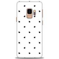 Samsung Galaxy S9 Kılıf HD Baskılı Kılıf - Siyah Kalpler + Tam Ekran Koruyucu