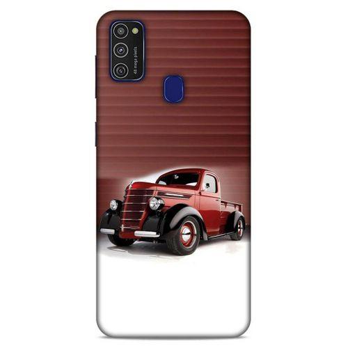 Lopard Samsung Galaxy M21 Uyumlu Kılıf PickUpX (47) Crystal Flex Kılıf Metalik Kırmızı
