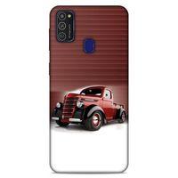 Lopard Samsung Galaxy M21 Uyumlu Kılıf PickUpX (47) Crystal Flex Kılıf Metalik Kırmızı