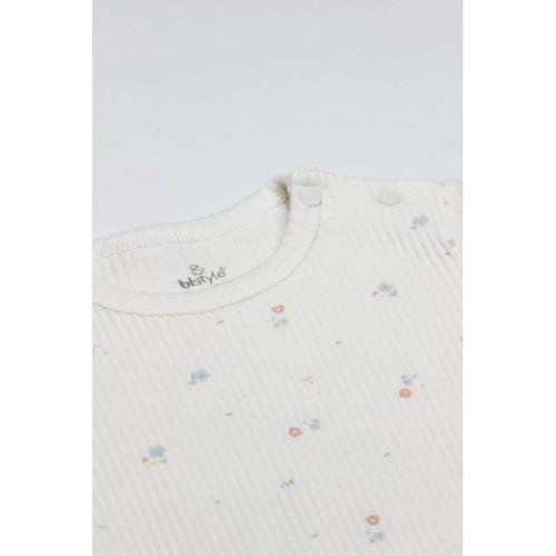 Bistyle Flying Bloom White Yarım Kol 2'li Body 17118 Ekru Gül Kurusu