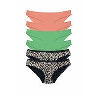 6 Adet Likralı Kadın Slip Külot Leopar Pudra Yeşil