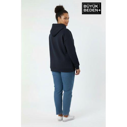 Kadın Büyük Beden Kapşonlu Rahat Kalıp Hoodie – Milano Italia Baskılı Sweatshırt SPR26BSWK967